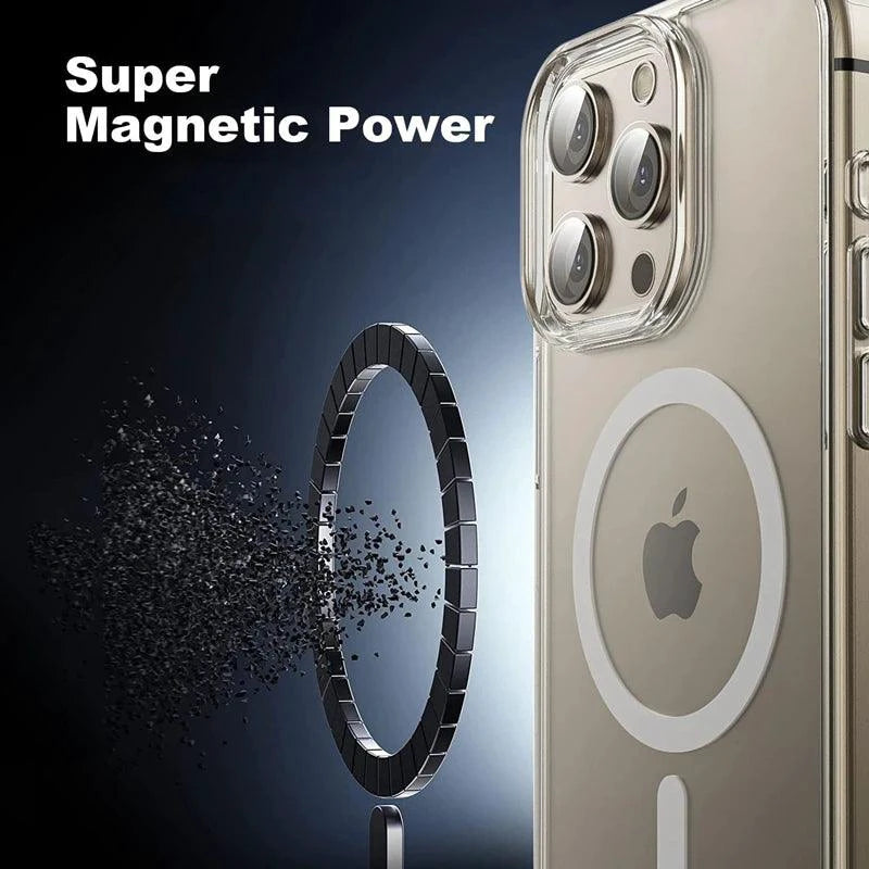 MagSafe Compatible Magnetic Clear Case for iPhone 16/15/14/13/12/11 Pro Max Plus - Wireless Charging Ready - MANDOTOS