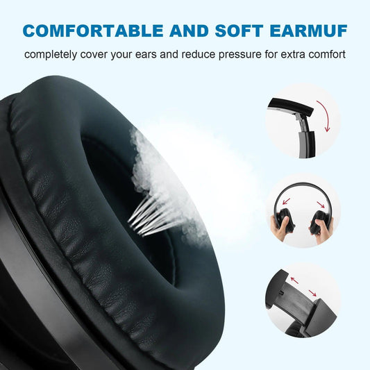 Siindoo JH-812 Black Bluetooth Headphone Foldable Stereo Music Earphones FM and Support SD Card with Mic for Mobile Samsung PC - MANDOTOS