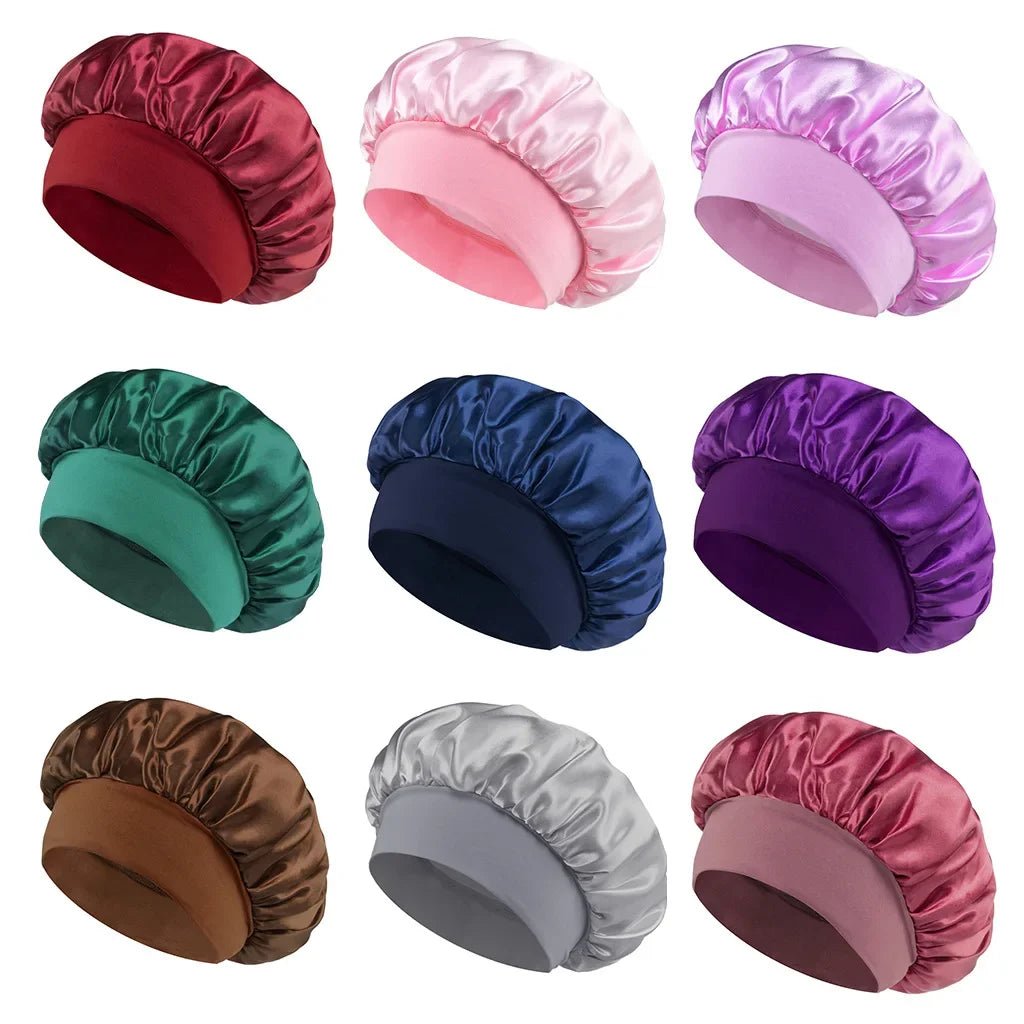 Silk Wide-brimmed Bonnet for Sleeping Hair Care - Women Satin - MANDOTOS INTERNATIONAL
