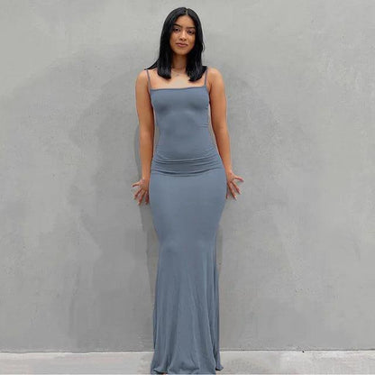 Sleek Satin Backless Gown - MANDOTOS
