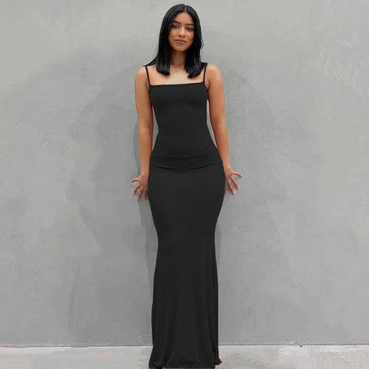 Sleek Satin Backless Gown - MANDOTOS