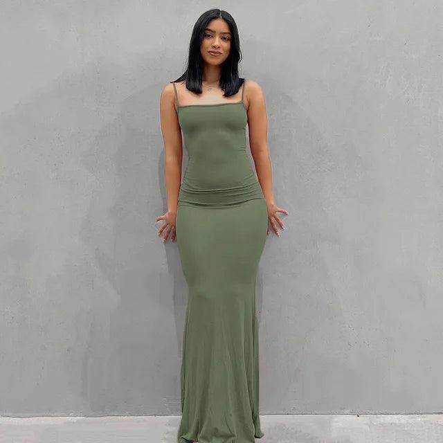 Sleek Satin Backless Gown - MANDOTOS