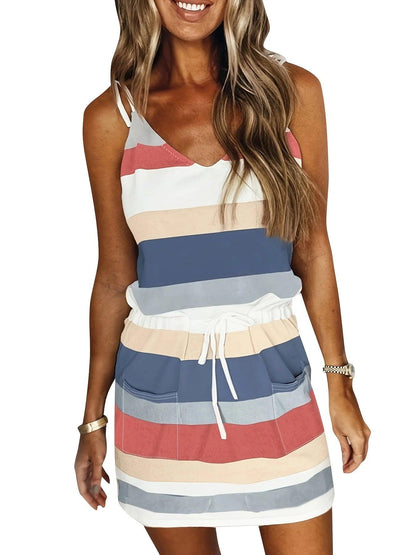 Sleeveless Dress for Women Clothing 2024 Summer Vacation Pullover Beach Sundress Female Korean Fashion Slim Sexy Short Dresse M - MANDOTOS