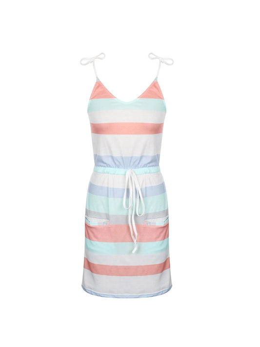 Sleeveless Dress for Women Clothing 2024 Summer Vacation Pullover Beach Sundress Female Korean Fashion Slim Sexy Short Dresse M - MANDOTOS