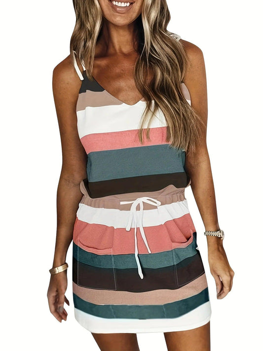 Sleeveless Dress for Women Clothing 2024 Summer Vacation Pullover Beach Sundress Female Korean Fashion Slim Sexy Short Dresse M - MANDOTOS