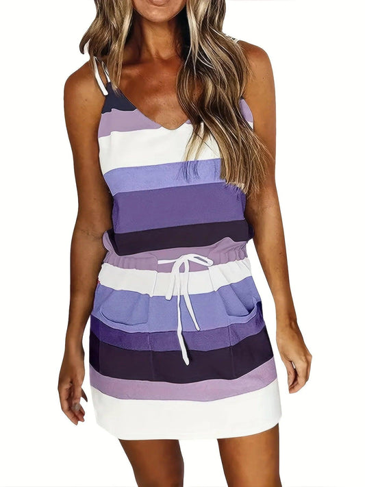 Sleeveless Dress for Women Clothing 2024 Summer Vacation Pullover Beach Sundress Female Korean Fashion Slim Sexy Short Dresse M - MANDOTOS