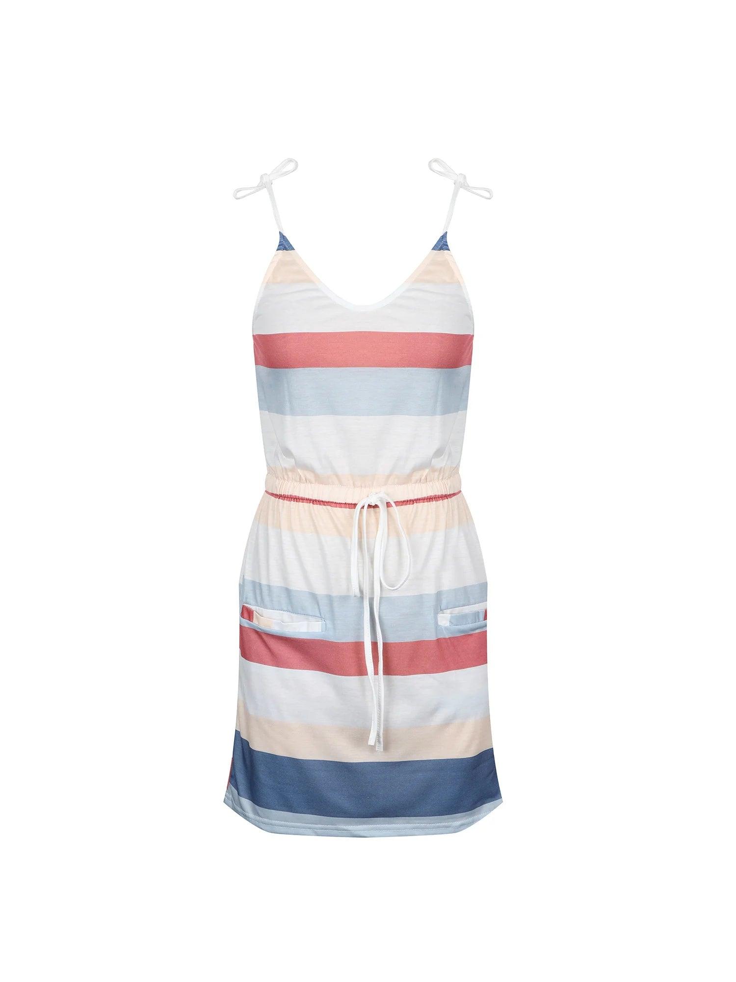Sleeveless Dress for Women Clothing 2024 Summer Vacation Pullover Beach Sundress Female Korean Fashion Slim Sexy Short Dresse M - MANDOTOS