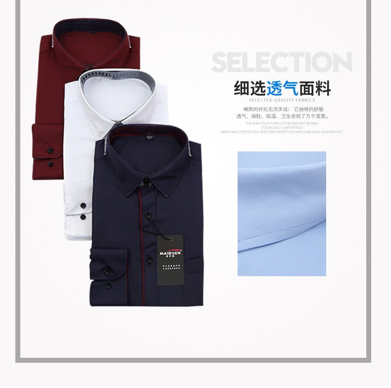 Slim-fit Business Dress Men's Shirt Fashionable Printed Thin Casual Shirt Youth Long-sleeved Fashionable All-match Top for Men - MANDOTOS INTERNATIONAL