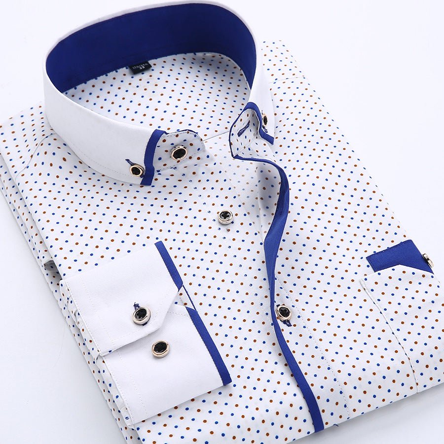 Slim-fit Business Dress Men's Shirt Fashionable Printed Thin Casual Shirt Youth Long-sleeved Fashionable All-match Top for Men - MANDOTOS INTERNATIONAL