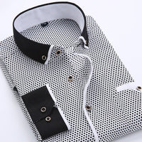 Slim-fit Business Dress Men's Shirt Fashionable Printed Thin Casual Shirt Youth Long-sleeved Fashionable All-match Top for Men - MANDOTOS INTERNATIONAL