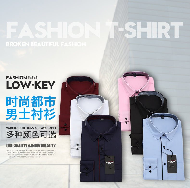 Slim-fit Business Dress Men's Shirt Fashionable Printed Thin Casual Shirt Youth Long-sleeved Fashionable All-match Top for Men - MANDOTOS INTERNATIONAL