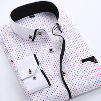 Slim-fit Business Dress Men's Shirt Fashionable Printed Thin Casual Shirt Youth Long-sleeved Fashionable All-match Top for Men - MANDOTOS INTERNATIONAL