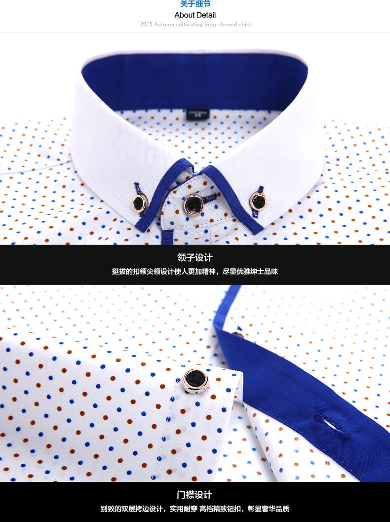 Slim-fit Business Dress Men's Shirt Fashionable Printed Thin Casual Shirt Youth Long-sleeved Fashionable All-match Top for Men - MANDOTOS INTERNATIONAL