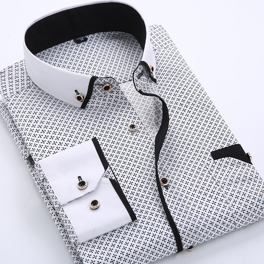 Slim-fit Business Dress Men's Shirt Fashionable Printed Thin Casual Shirt Youth Long-sleeved Fashionable All-match Top for Men - MANDOTOS INTERNATIONAL