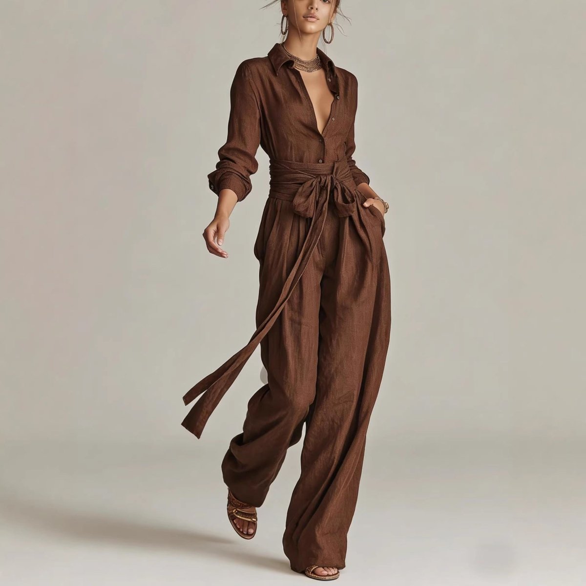 Solid Color Fashion Casual Pants Set for Women - MANDOTOS INTERNATIONALcasualwear