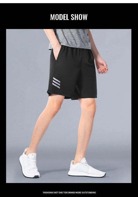 SONECHOKI Running Shorts Men Striped Printing Loose Basketball Sport Gym Breathable Shorts Fitness Training Workout Bottom Male - MANDOTOS