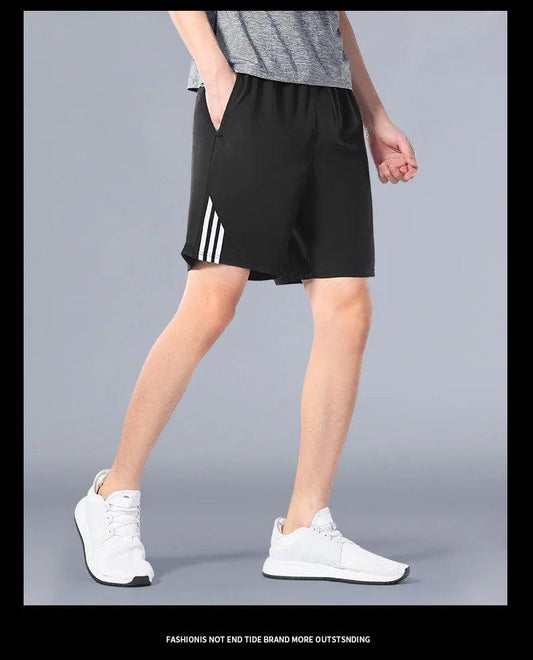 SONECHOKI Running Shorts Men Striped Printing Loose Basketball Sport Gym Breathable Shorts Fitness Training Workout Bottom Male - MANDOTOS