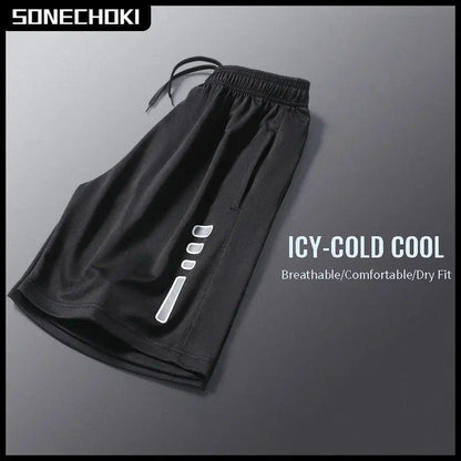 SONECHOKI Running Shorts Men Striped Printing Loose Basketball Sport Gym Breathable Shorts Fitness Training Workout Bottom Male - MANDOTOS