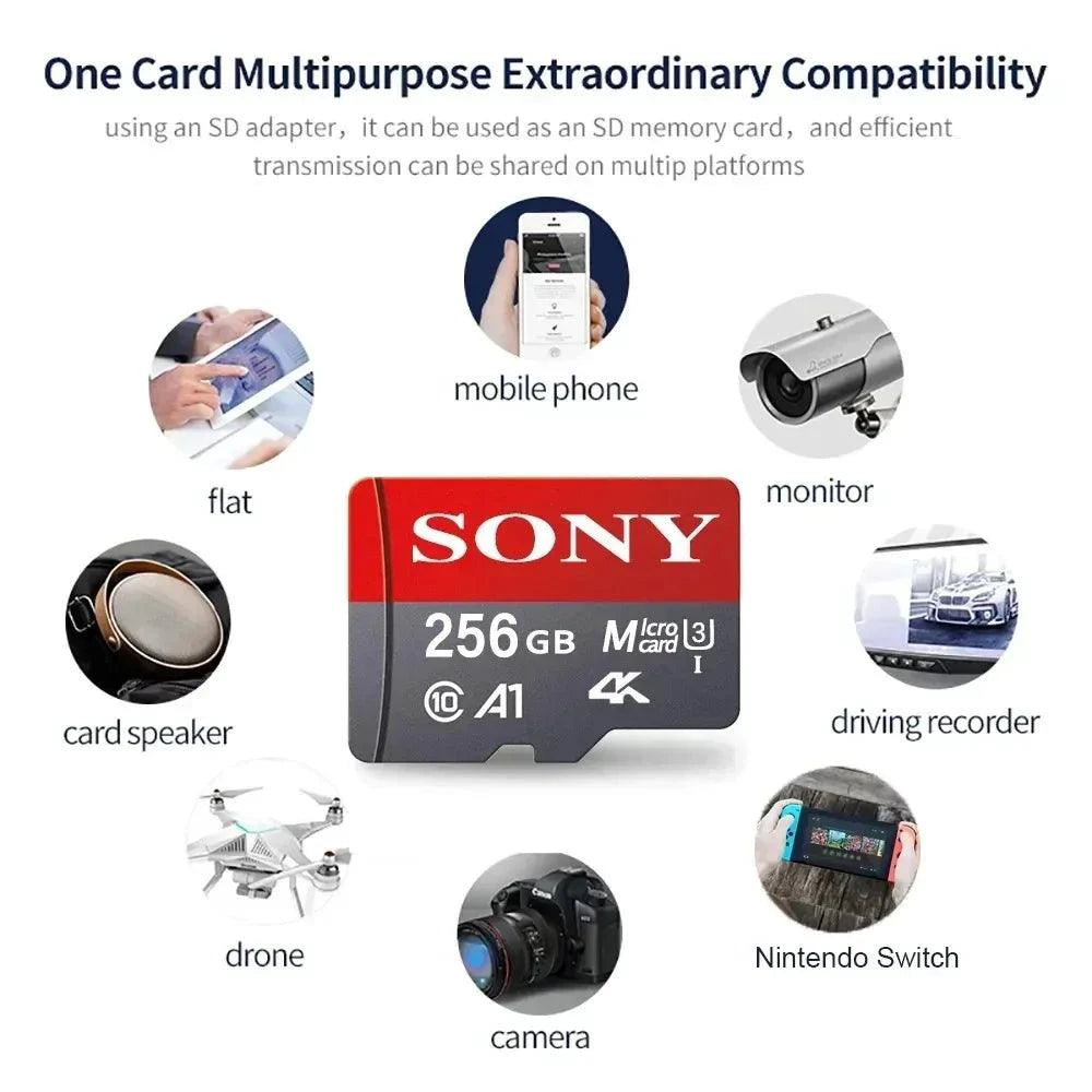 SONY Micro SD TF Card Mini 1TB Memory Card Class 128GB 256GB High Speed Cartao De Memoria Flash Memory TF Mecard C10 For Xiao Mi - MANDOTOS