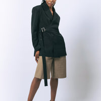 Le Réussi Luna Noir Pinstripe Blazer: Bold Power Dressing in Sophisticated Black - Blazer