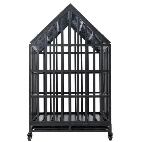 Sturdy Canine Kennel with Roof and Windows - MANDOTOS