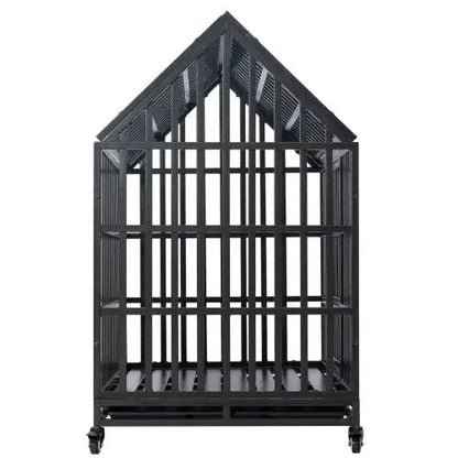 Sturdy Canine Kennel with Roof and Windows - MANDOTOS