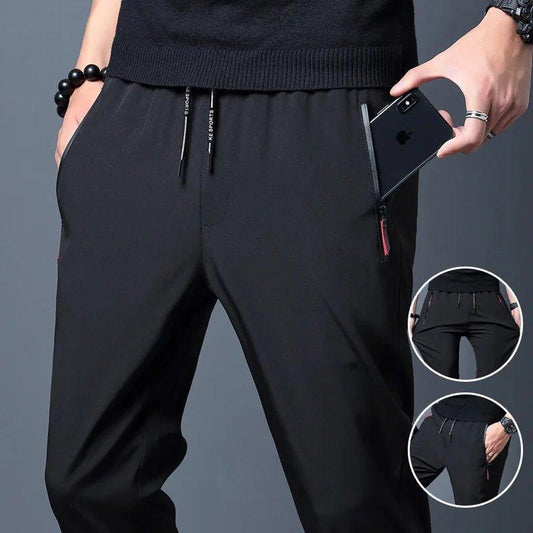 Summer men's ice silk quick drying casual pants slim fit Korean version ice silk pants sports pants straight tube quick drying p - MANDOTOS