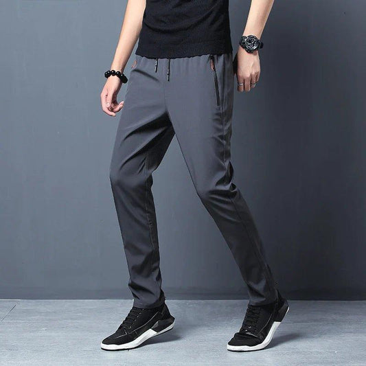 Summer men's ice silk quick drying casual pants slim fit Korean version ice silk pants sports pants straight tube quick drying p - MANDOTOS