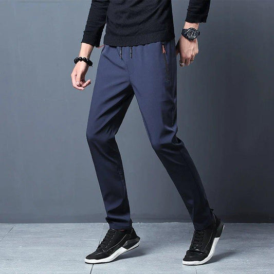 Summer men's ice silk quick drying casual pants slim fit Korean version ice silk pants sports pants straight tube quick drying p - MANDOTOS