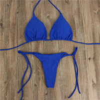 Summer Sexy Solid Mirco Bikini Set Women Tie Side G-String Thong Swimsuit Female Bandage Bathing Suit Brazilian Swimwear Biquini - MANDOTOS INTERNATIONAL