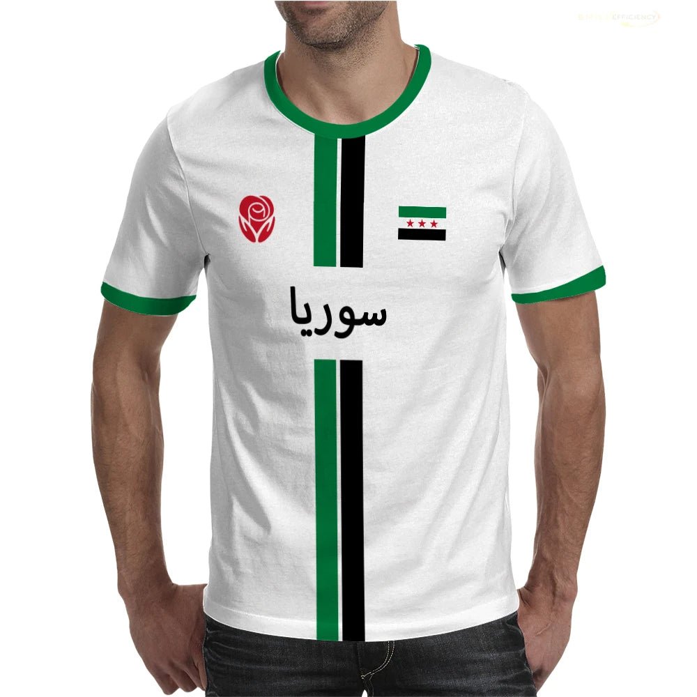 Syrian Flag Map Print Football T-Shirt - Men's & Kid's Summer Tops - MANDOTOS INTERNATIONAL