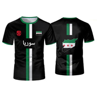 Syrian Flag Map Print Football T-Shirt - Men's & Kid's Summer Tops - MANDOTOS INTERNATIONAL
