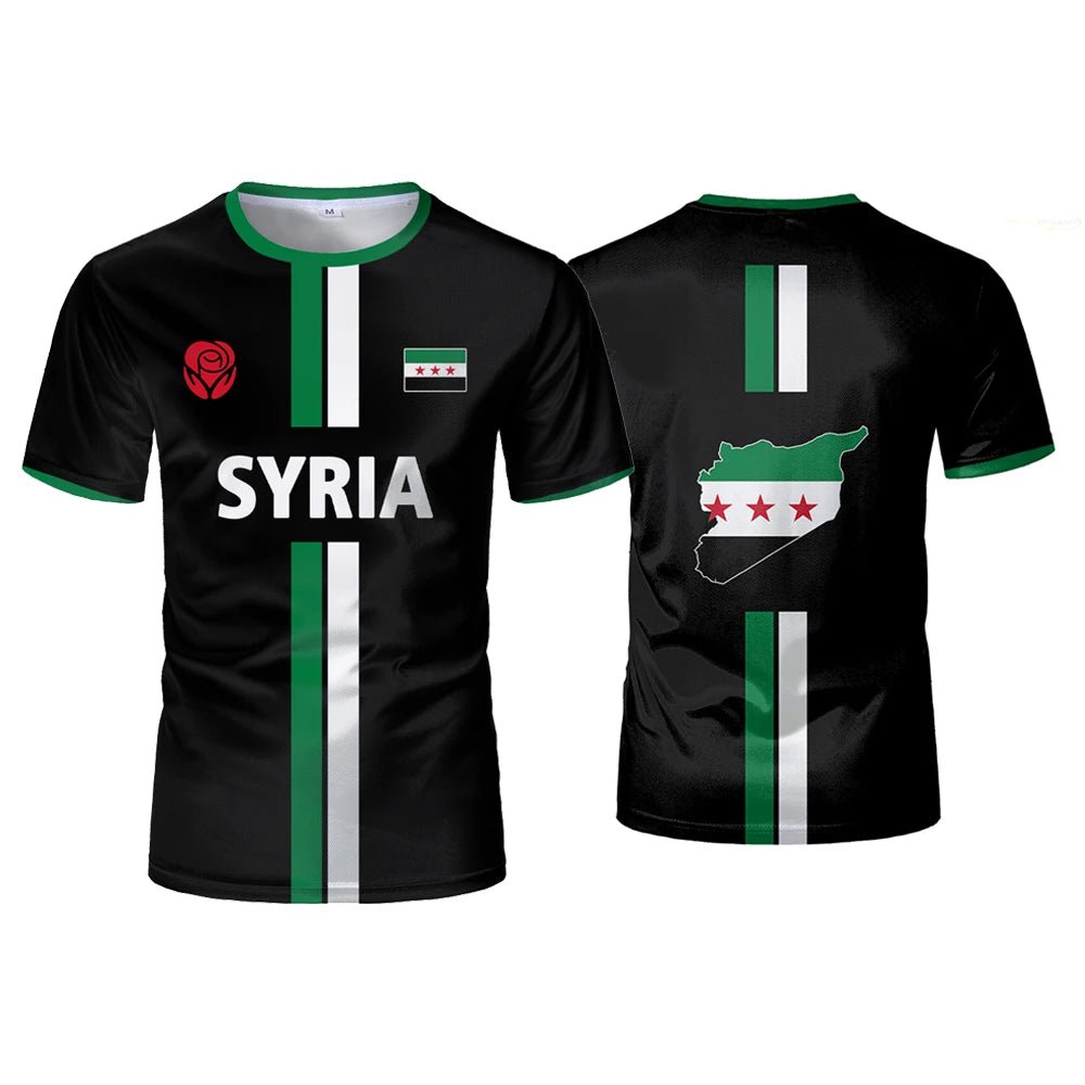 Syrian Flag Map Print Football T-Shirt - Men's & Kid's Summer Tops - MANDOTOS INTERNATIONAL