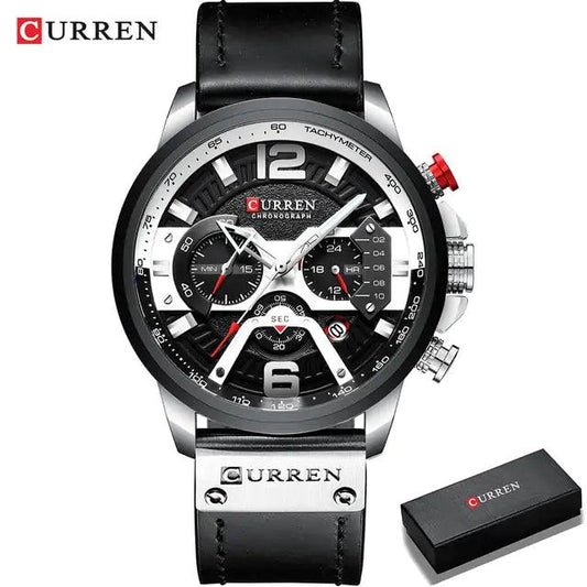 Tactical Elegance Leather Watch - MANDOTOS