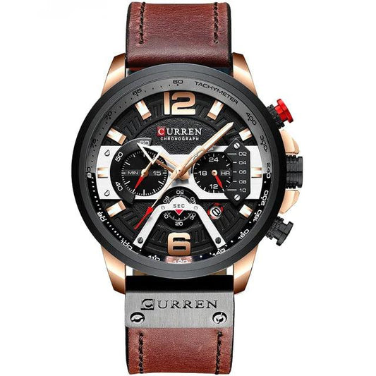 Tactical Elegance Leather Watch - MANDOTOS