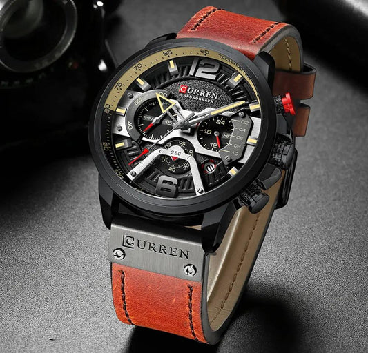 Tactical Elegance Leather Watch - MANDOTOS