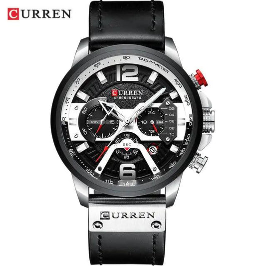 Tactical Elegance Leather Watch - MANDOTOS
