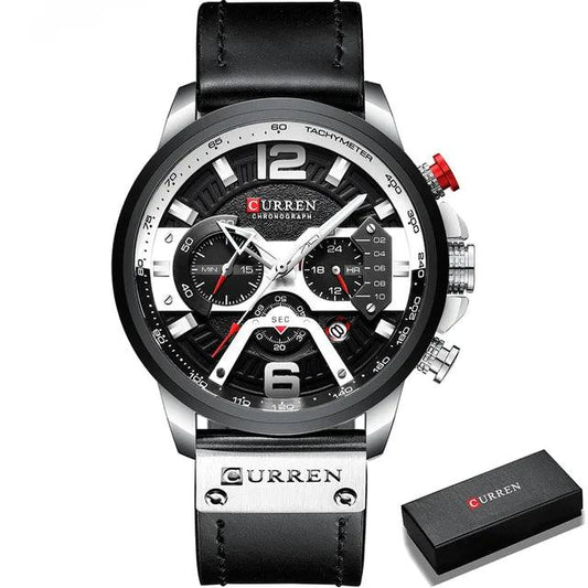 Tactical Elegance Leather Watch - MANDOTOS