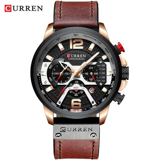 Tactical Elegance Leather Watch - MANDOTOS