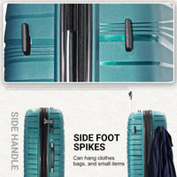 Teal 4-Piece Luggage Set (12/20/24/28 Inch) Hardside Suitcase Trolley with Spinner Wheels, Fashionable & Elegant Travel Luggage - MANDOTOS INTERNATIONAL