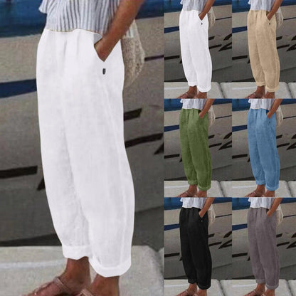 Teen Sweatpants Summer Women'S Solid Color High Waist Stitching Casual Pants Women Joggers Trousers Korean Fashion Trousers - MANDOTOS
