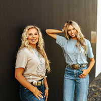 The Original, Viral Boot Stitch Western Graphic Tee - Blue
