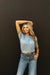 The Original, Viral Boot Stitch Western Graphic Tee - Blue