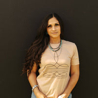 The Original, Viral Boot Stitch Western Graphic Tee - Tan - MANDOTOS INTERNATIONALGraphic Tees