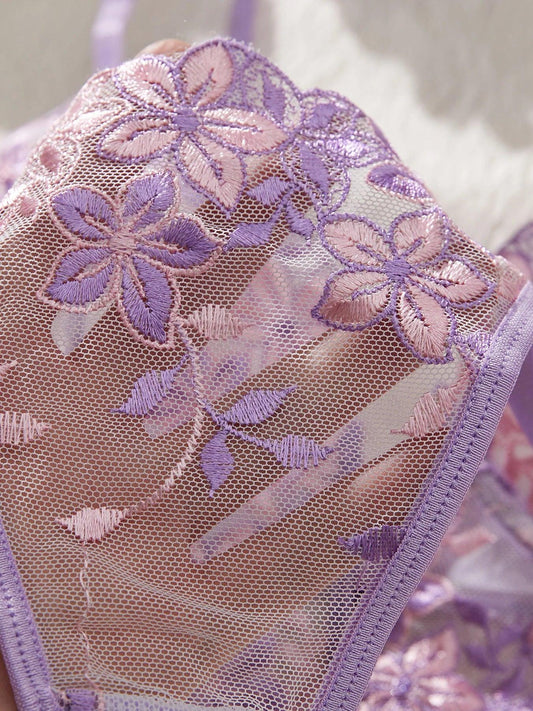 The temptation of Valentine's Eve light purple Danube group ladies sexy lingerie bra women's suit - MANDOTOS