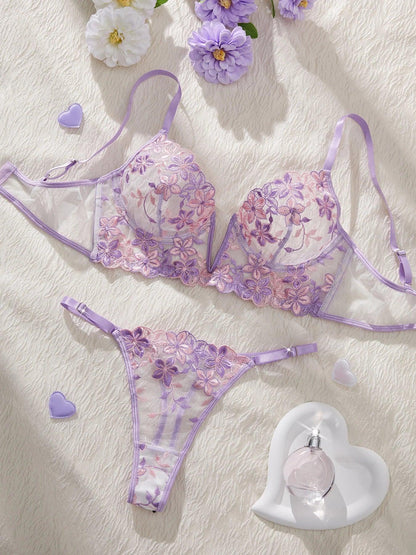 The temptation of Valentine's Eve light purple Danube group ladies sexy lingerie bra women's suit - MANDOTOS
