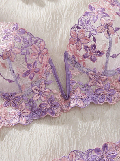 The temptation of Valentine's Eve light purple Danube group ladies sexy lingerie bra women's suit - MANDOTOS