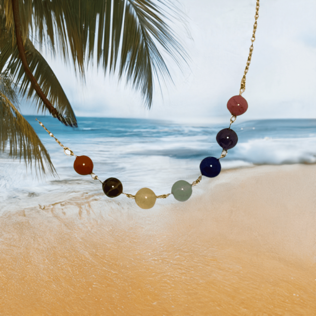Chakra Balance Necklace with Natural Gemstones and Charm - MANDOTOS INTERNATIONALNecklace