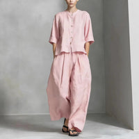 Three-Quarter Sleeve Shirt & Loose Trousers Two-Piece Set - MANDOTOS INTERNATIONALTwo-Piece Set