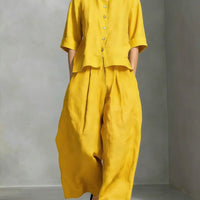 Three-Quarter Sleeve Shirt & Loose Trousers Two-Piece Set - MANDOTOS INTERNATIONALTwo-Piece Set
